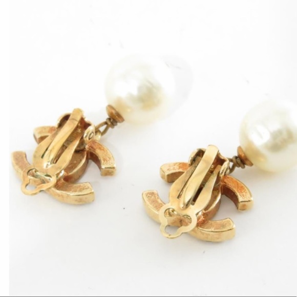 Chanel Pearl Rhinestone Drop Dangle Earrings CC - Picture 3 of 16